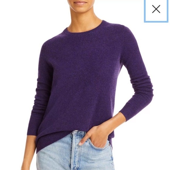 Classic C by Bloomingdale's Cashmere Crewneck Sweater 100% Cashmere Dark Purple - Picture 8 of 8